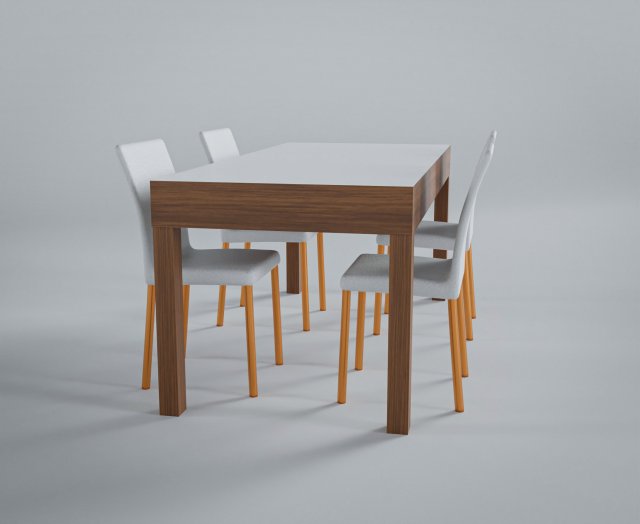 Brownwood Dining Table Set Model 3D .c4d .max .obj .3ds .fbx .stl .blend 