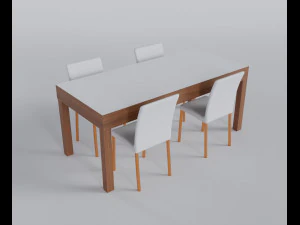 Brownwood Dining Table Set 3D Model