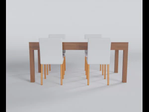 Brownwood Dining Table Set 3D Model