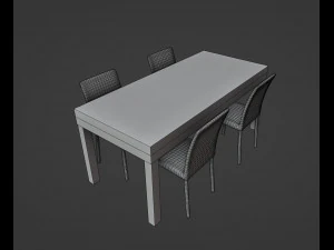 Brownwood Dining Table Set 3D Model