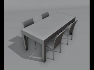 Brownwood Dining Table Set 3D Model