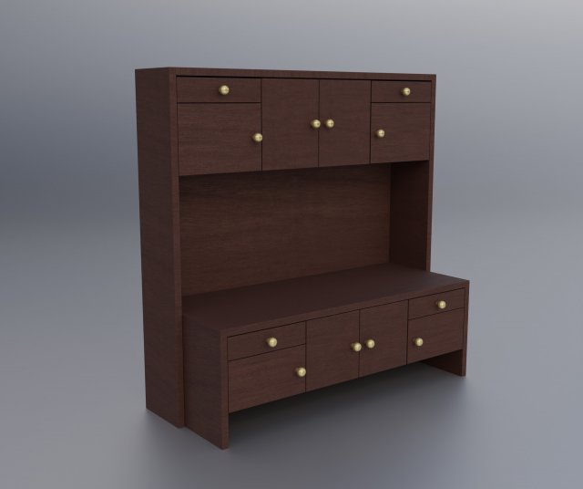 Wooden Credenza Sideboard Modelo 3D .c4d .max .obj .3ds .fbx .stl .blend 