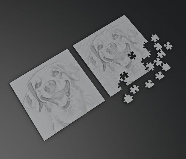 Dog Jigsaw Puzzle 100 Piece 3D Print Model .c4d .max .obj .3ds .fbx .stl .blend 