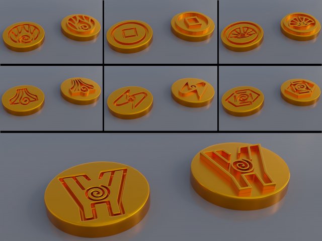 Avatar Elemental Symbols Pack 2 3D Print Model .c4d .max .obj .3ds .fbx .stl .blend 