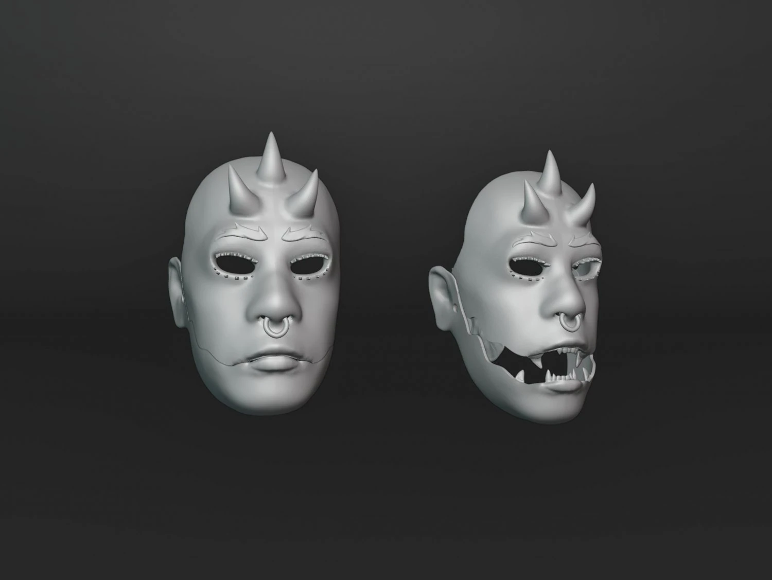 Evil Functional Mask 3D Print Model .c4d .max .obj .3ds .fbx .stl .blend 
