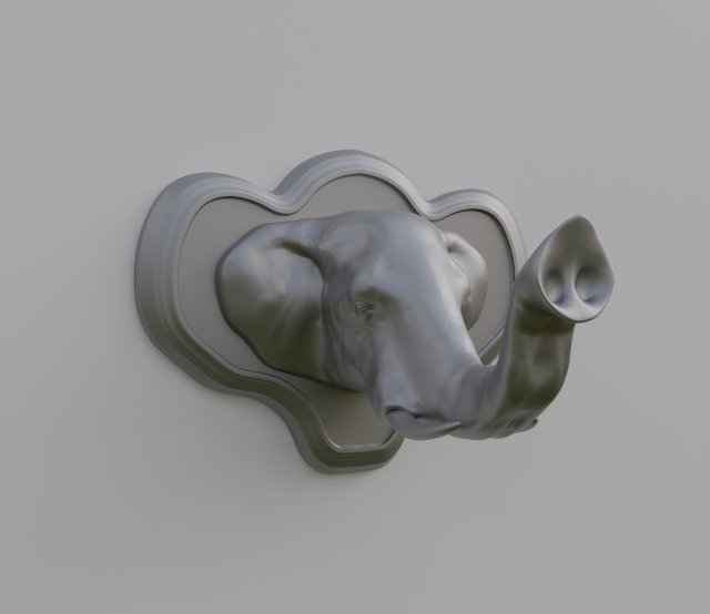 Elephant Head Wall Plaque 3D-Druckmodell .c4d .max .obj .3ds .fbx .stl .blend 