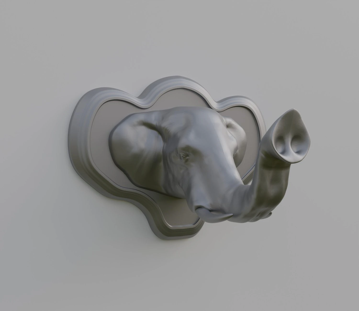 Elephant Head Wall Plaque 3D Print Model .c4d .max .obj .3ds .fbx .stl .blend