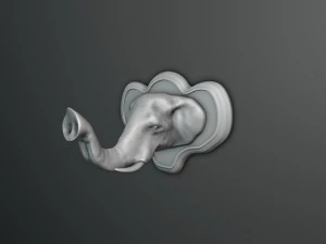 Elephant Head Wall Plaque 3D Print Model