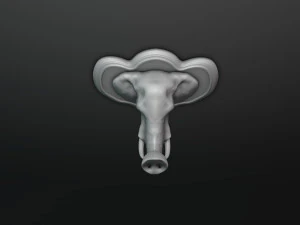 Elephant Head Wall Plaque 3D Print Model