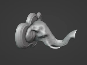 Elephant Head Wall Plaque 3D Print Model