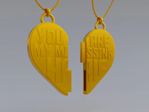 Підвіски &laquo;Ти &mdash; моя зникла половина розділеного серця&raquo;. 3D Принт Модель