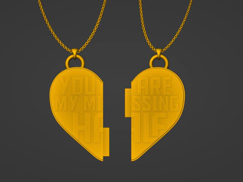 You Are My Missing Half Split Heart Pendants 3D Print Model