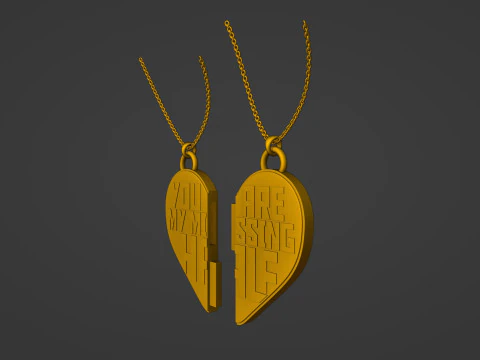 You Are My Missing Half Split Heart Pendants 3D Print Model