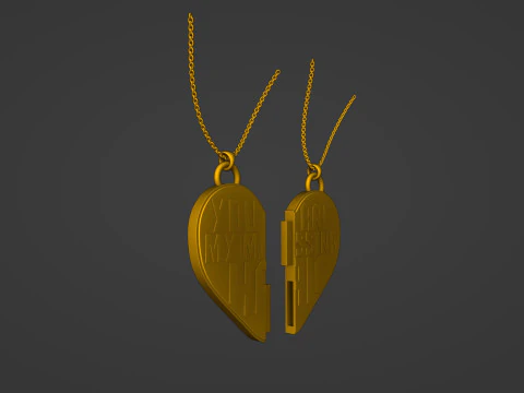 You Are My Missing Half Split Heart Pendants 3D Print Model