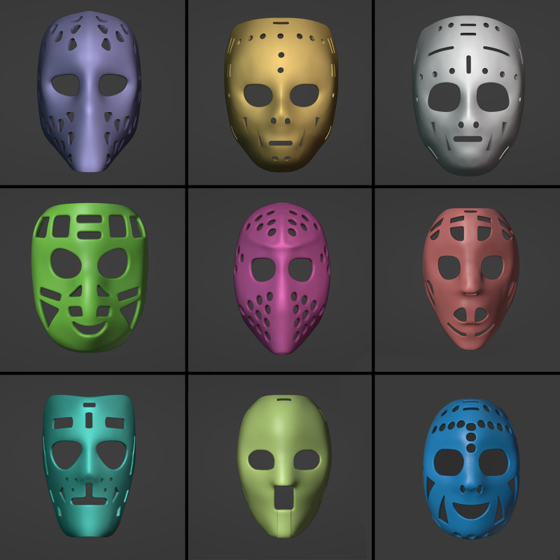 Vintage Hockey Masks Pack 3D-printmodel .c4d .max .obj .3ds .fbx .stl .blend 