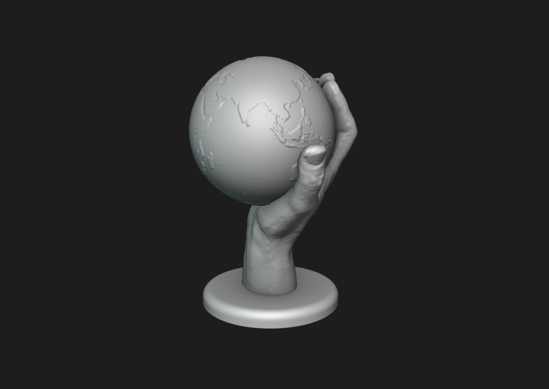 Hand Holding Globe 3D प्रिंट मॉडल .c4d .max .obj .3ds .fbx .stl .blend 
