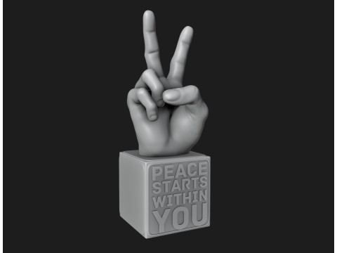 Peace Hand Sign Motivational Reminder 3D Print Model