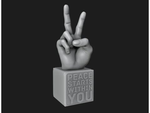पीस हैंड साइन प्रेरक अनुस्मारक 3D प्रिंट मॉडल