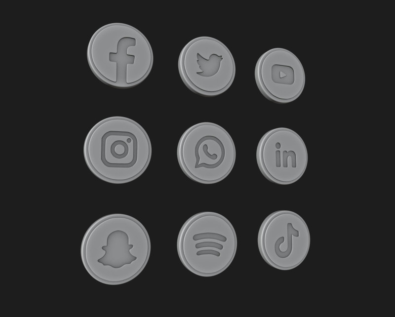 Social Media Logos Pack Modelo de Impressão 3D .c4d .max .obj .3ds .fbx .stl .blend 