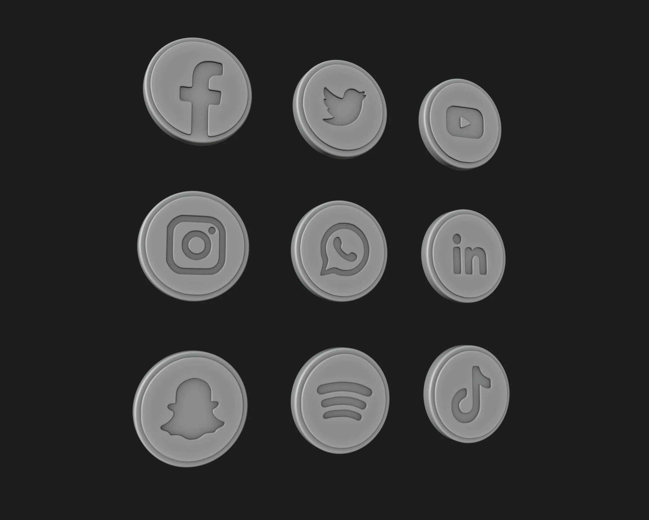 Social Media Logos Pack 3D Print Model .c4d .max .obj .3ds .fbx .stl .blend 
