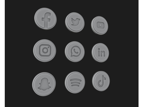 Social Media Logos Pack 3Dプリントモデル