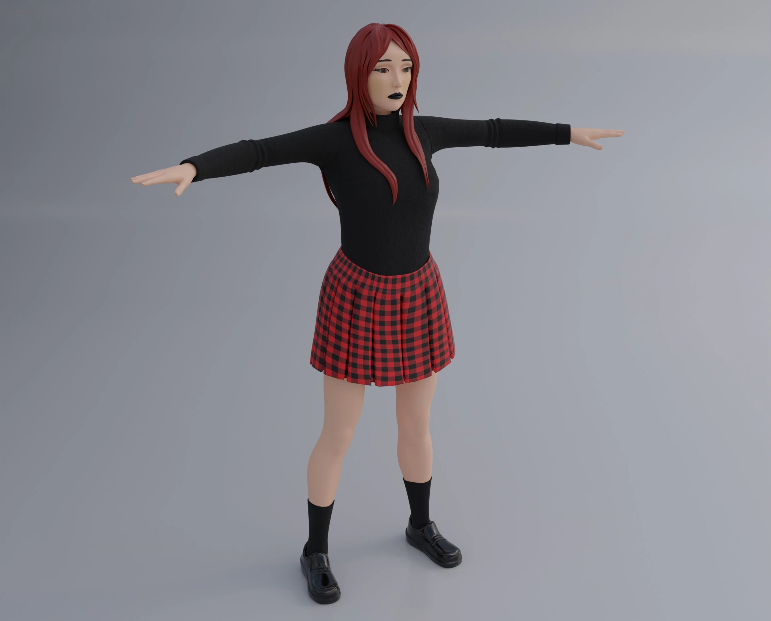 Anime Goth Girl - Rigged 3D Model .c4d .max .obj .3ds .fbx .stl .blend 
