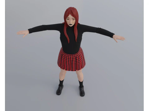 Anime Goth Girl - Rigged 3D Model