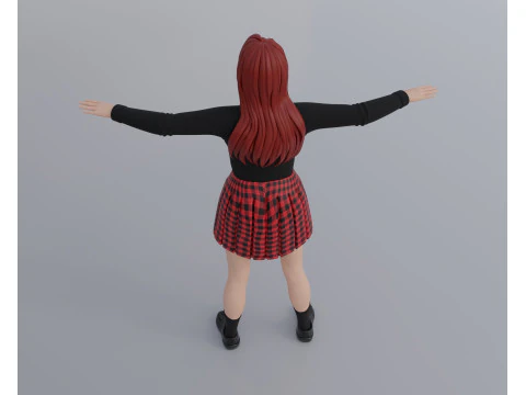 Anime Goth Girl - Rigged 3D Model