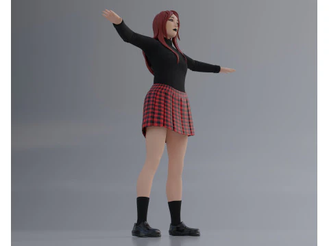 Anime Goth Girl - Rigged 3D Model