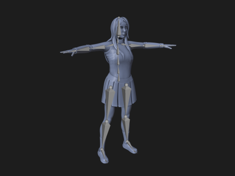 Anime Goth Girl - Rigged 3D Модель