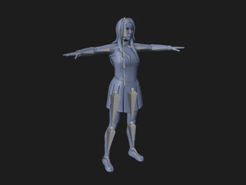 Anime Goth Girl - Rigged 3D Model