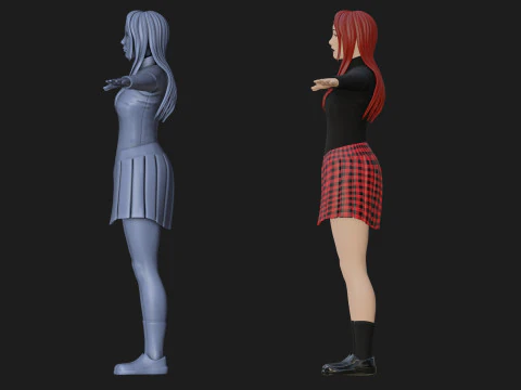 Anime Goth Girl - Rigged 3D Model