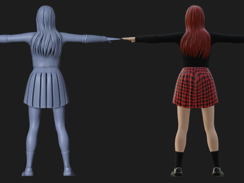 Anime Goth Girl - Rigged 3D Model