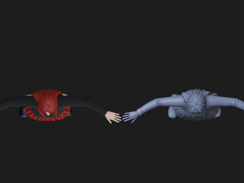 Anime Goth Girl - Rigged 3D Модель