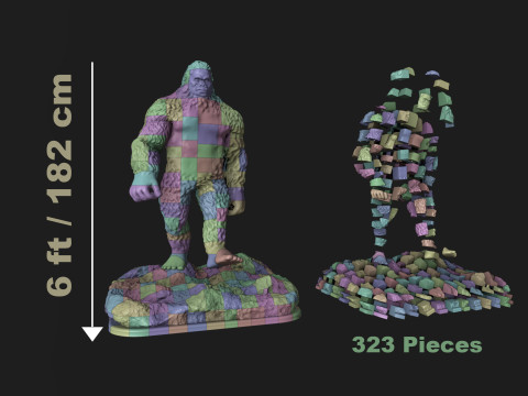 6ft Sasquatch Split Into 323 Pieces 3D 打印模型