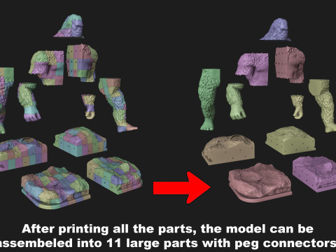 6ft Sasquatch Split Into 323 Pieces Model do druku 3D