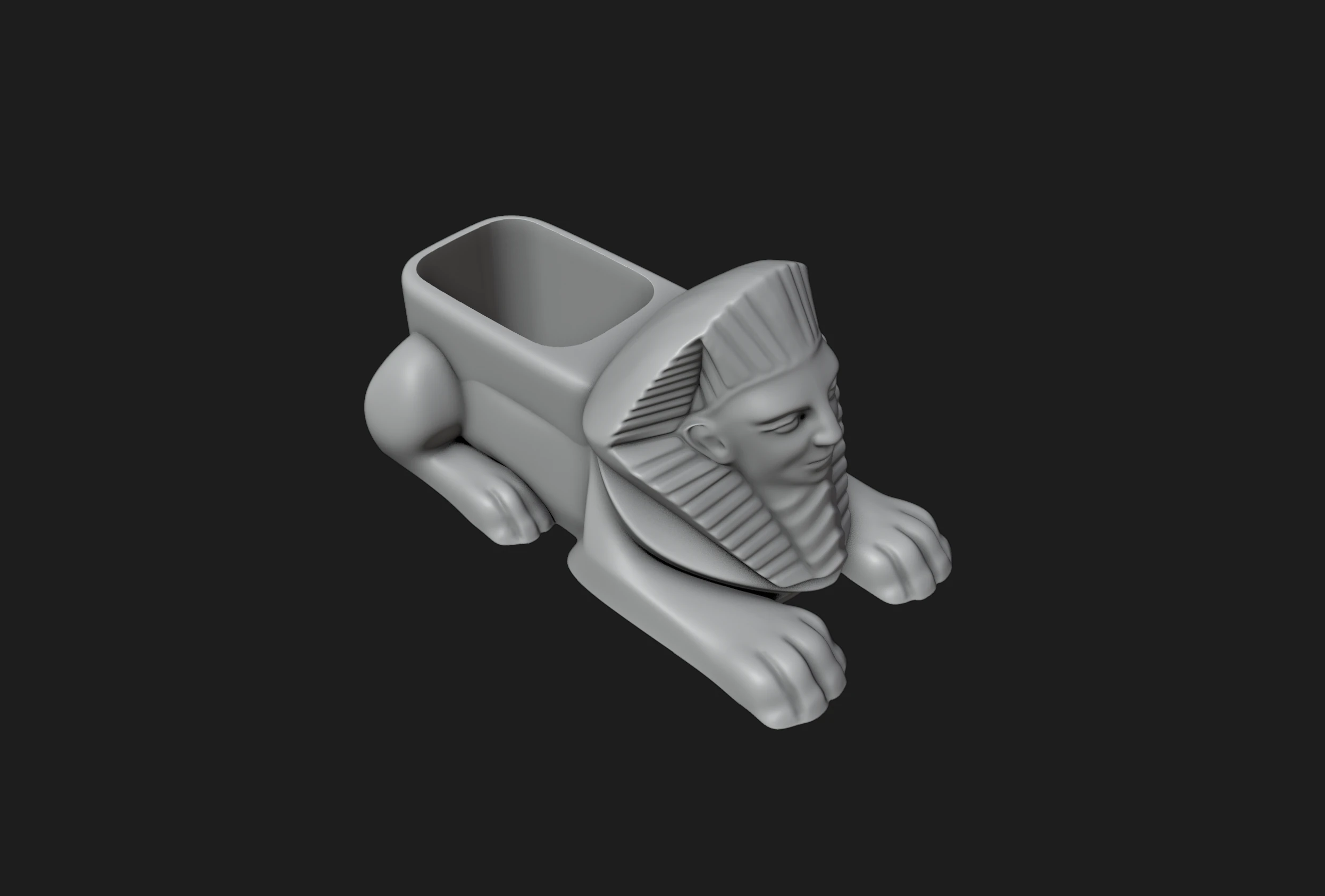 Egyptian Sphinx Planter - Pen Holder 3D Print Model .c4d .max .obj .3ds .fbx .stl .blend 