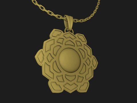 Lotus Symbol Pendant 3D Print Model