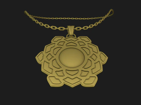 Lotus Symbol Pendant 3D Print Model