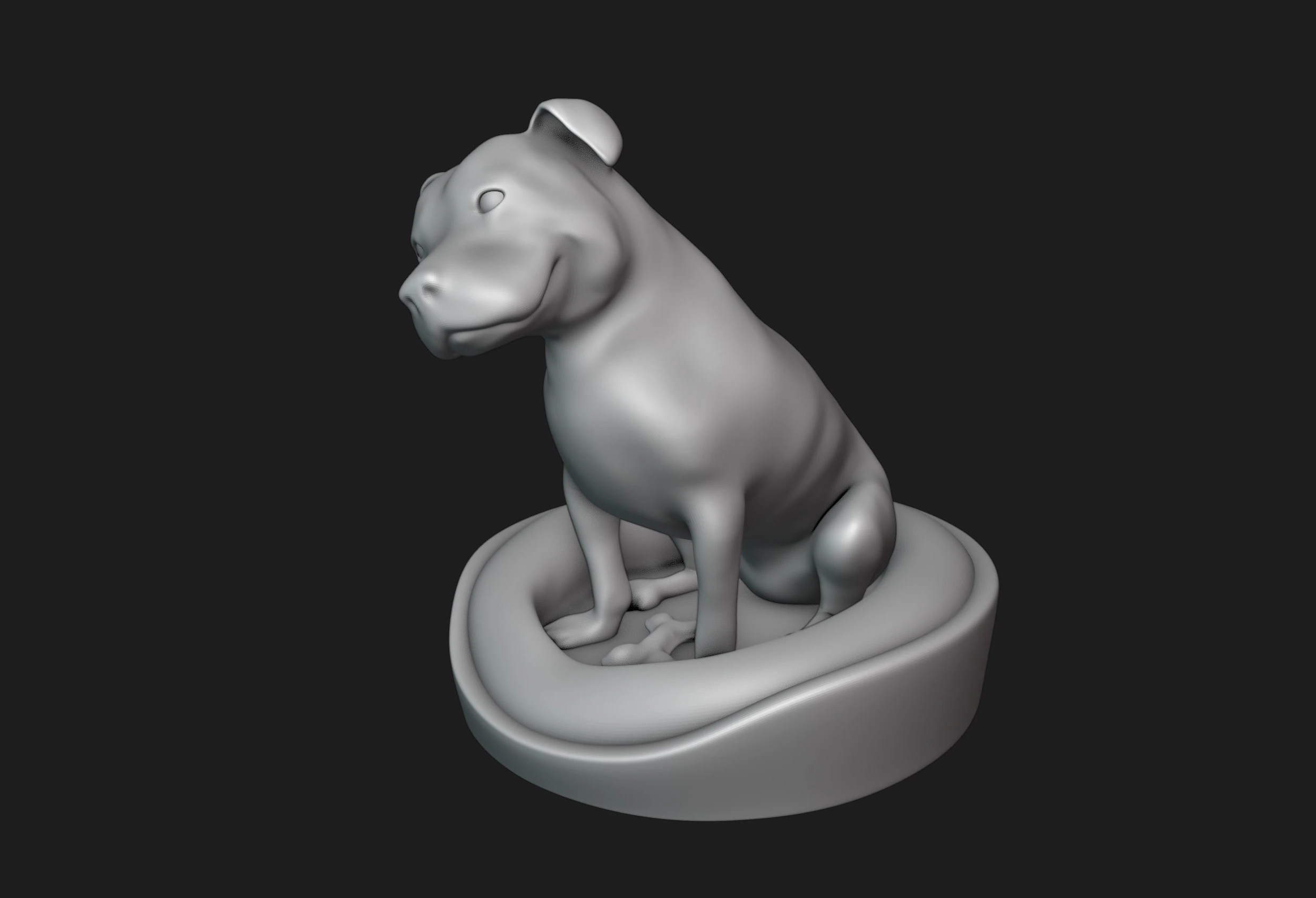 Smiling Staffordshire Bull Terrier 3D Print Model .c4d .max .obj .3ds .fbx .stl .blend 