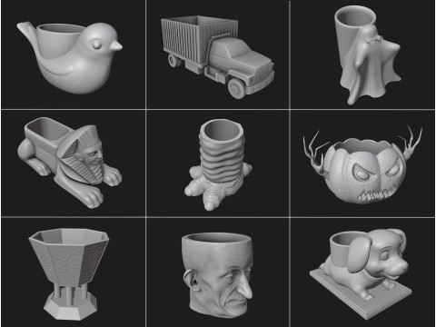 Custom Planters - Pen Holders Pack Modello di stampa 3D