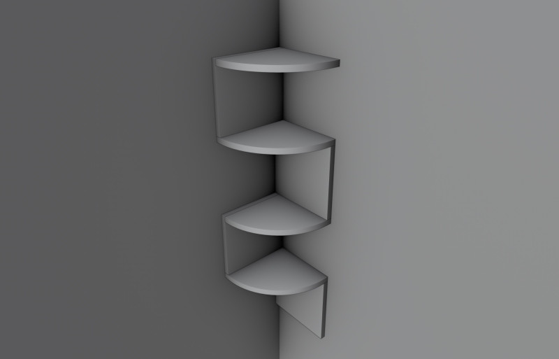 Zig Zag Corner Wall Hanging Shelves 3D Print Model .c4d .max .obj .3ds .fbx .stl .blend