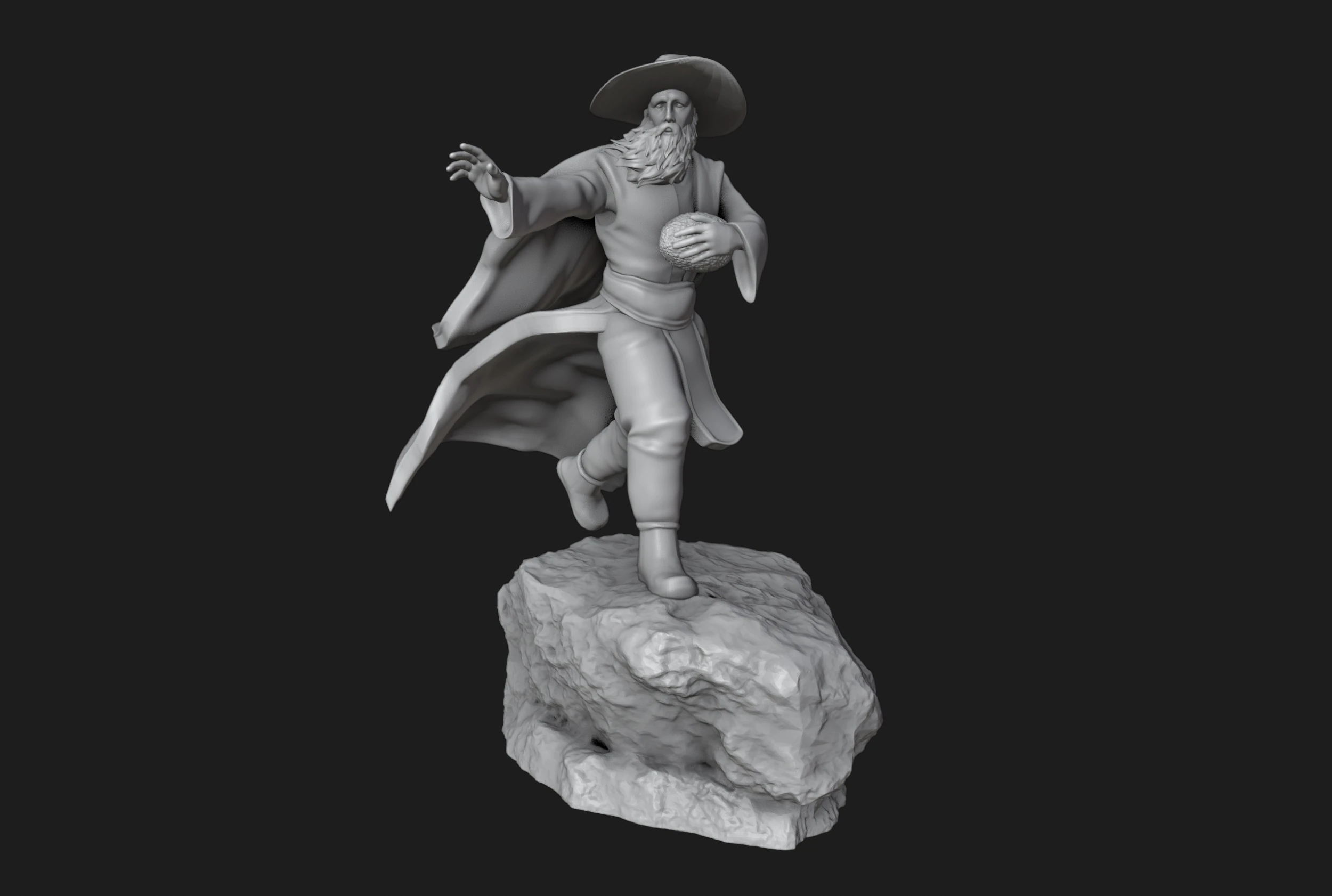 Wizard Running with a Magical Egg 3D Print Model .c4d .max .obj .3ds .fbx .stl .blend 