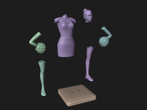 Cheerleader 3D Print Model