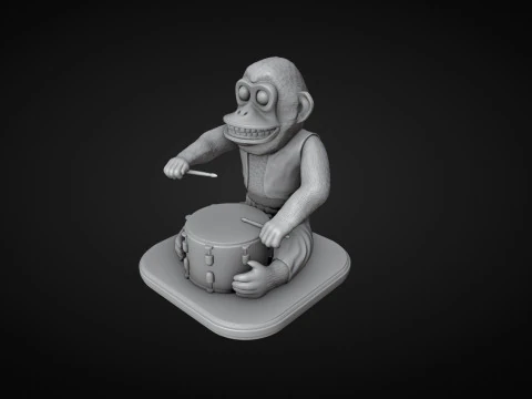 The Monkey Drummer Toy 3D Print Model