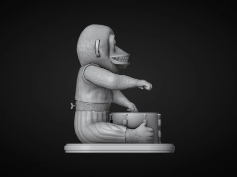 The Monkey Drummer Toy 3D Print Model