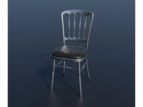 Cadeira de &oacute;pera prateada com assento de couro Modelo 3D