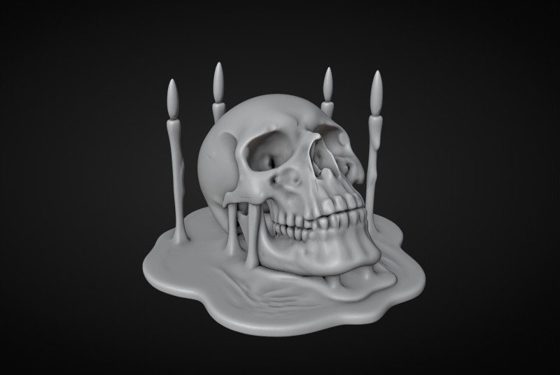 Skull and Candles Ritual 3Dプリントモデル .c4d .max .obj .3ds .fbx .stl .blend