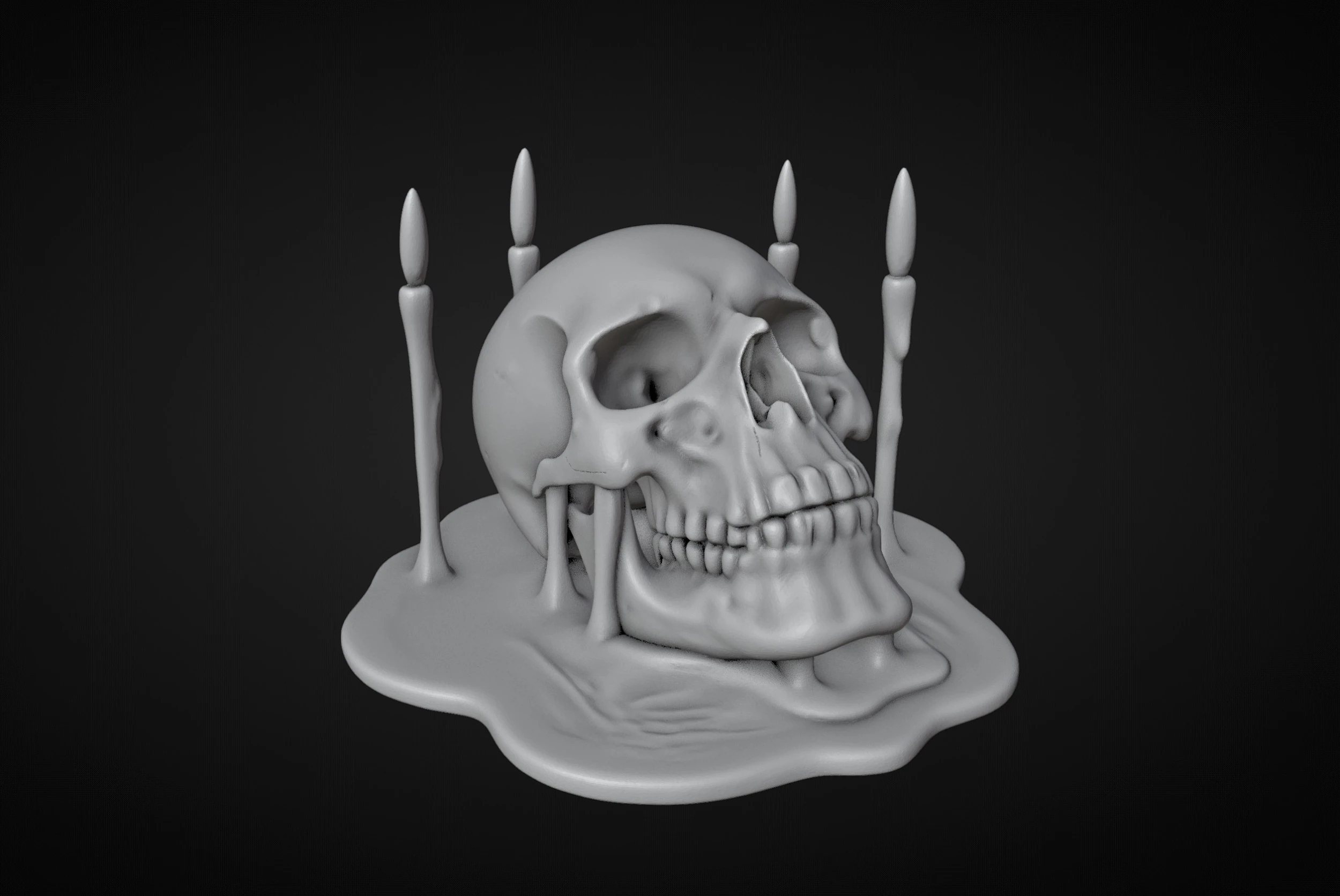 Skull and Candles Ritual 3D Print Model .c4d .max .obj .3ds .fbx .stl .blend 