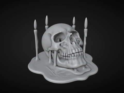 Skull and Candles Ritual 3D Print Model